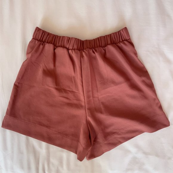 Pink Tie Front Shorts - Picture 2 of 6